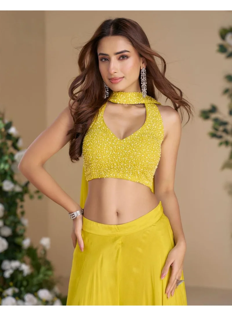 أميا Heavy Embroidered Chinon Silk Readymade Sarara Suit