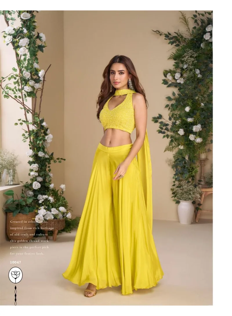 أميا Heavy Embroidered Chinon Silk Readymade Sarara Suit
