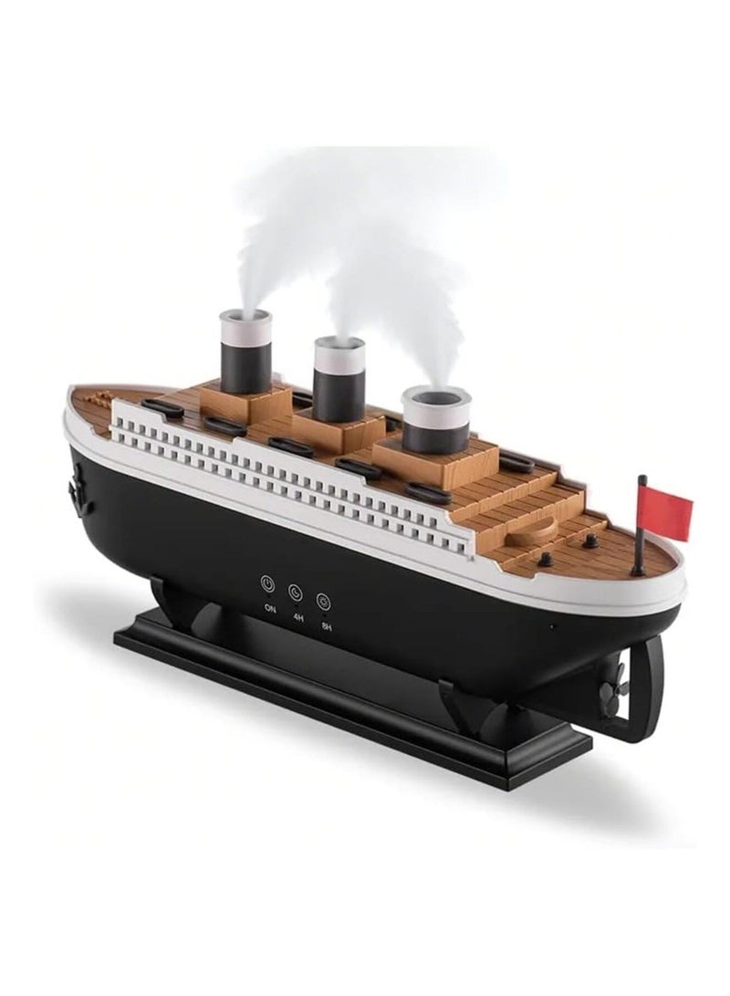 Macon Titanic Ship Model Humidifier 250ml, Essential Oil Diffuser, Jellyfish Smoke Ring Aroma Diffuser, RGB Ultra Sonic Humidifier (White/Black) - Image 1