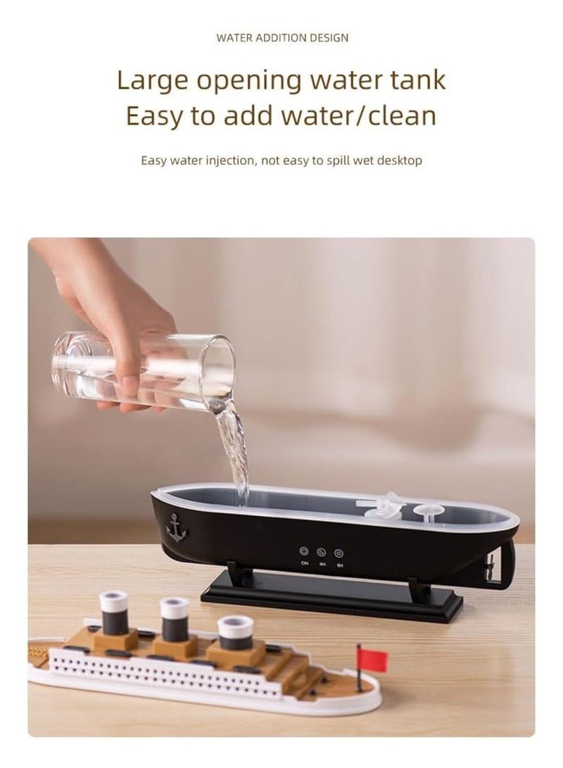 Macon Titanic Ship Model Humidifier 250ml, Essential Oil Diffuser, Jellyfish Smoke Ring Aroma Diffuser, RGB Ultra Sonic Humidifier (White/Black) - Image 5