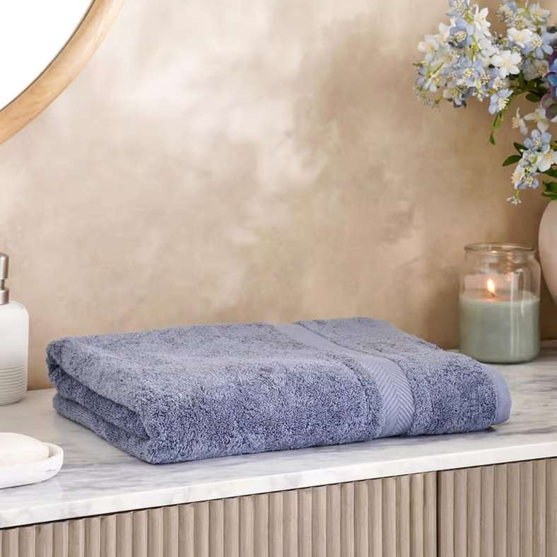 Pan Home منشفة استحمام فاخرة باللون الأزرق الرمادي 90x150 سم - Image 1