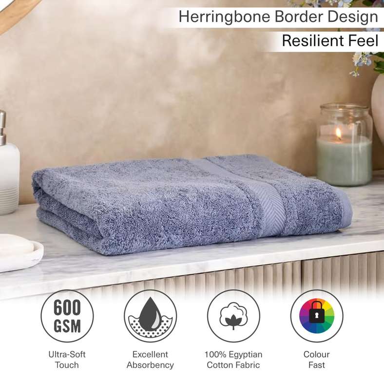 Pan Home منشفة استحمام فاخرة باللون الأزرق الرمادي 90x150 سم - Image 5