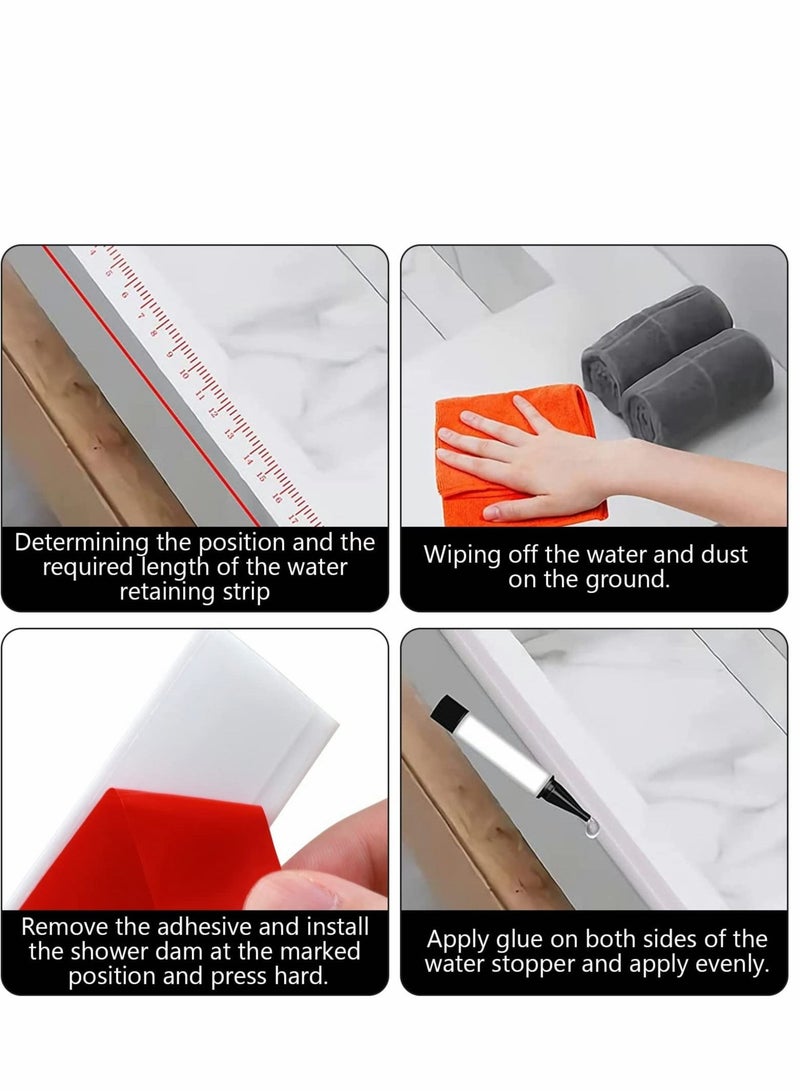 كابتن تيك Collapsible Shower Water Dam, Threshold Stopper Barrier, and Retention System and Keeps Inside Threshold Dry Wet Separation Suitable for Bathroom Kitchen (78Inch) - Image 5