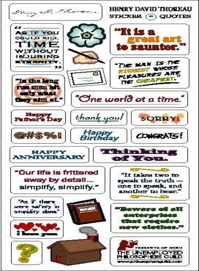 The Unemployed Philosophers Guild Henry David Thoreau Quotable Notable - Greeting Card and Sticker Sheet - Envelope Included - Image 3