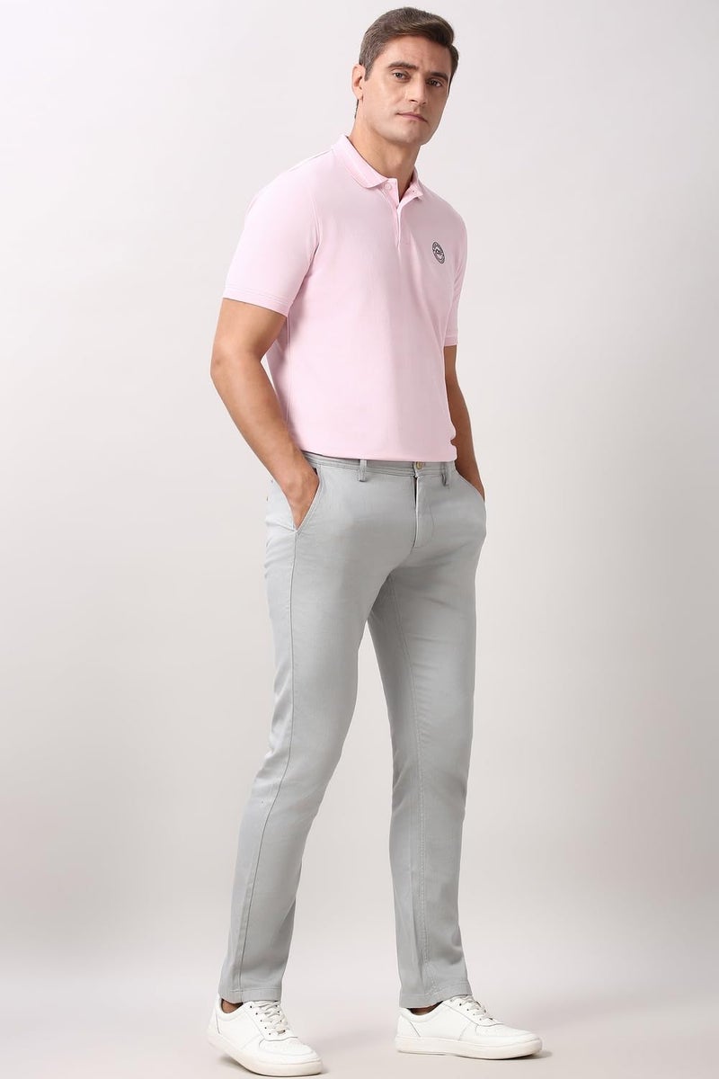Peter England | Men's Slim Fit Stretchable Casual Trousers | Office & Everyday Wear | Comfortable & Smart Look Light Grey - Image 5