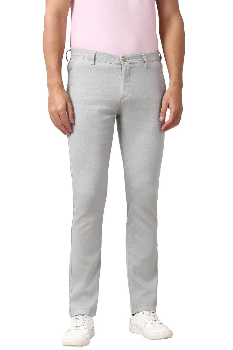 Peter England | Men's Slim Fit Stretchable Casual Trousers | Office & Everyday Wear | Comfortable & Smart Look Light Grey - Image 1
