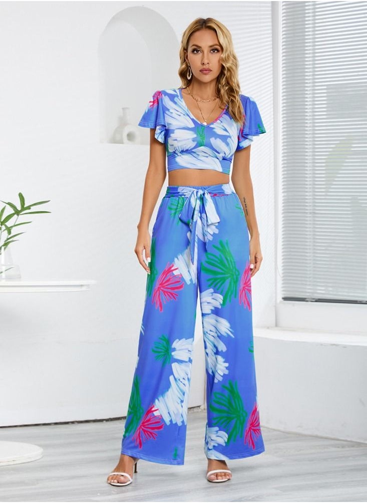 Loquat Summer's New Wide Leg Slimming Casual Temperament Pants Two-piece Suit  - Image 2