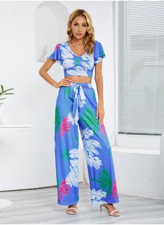 Loquat Summer's New Wide Leg Slimming Casual Temperament Pants Two-piece Suit  - Image 1