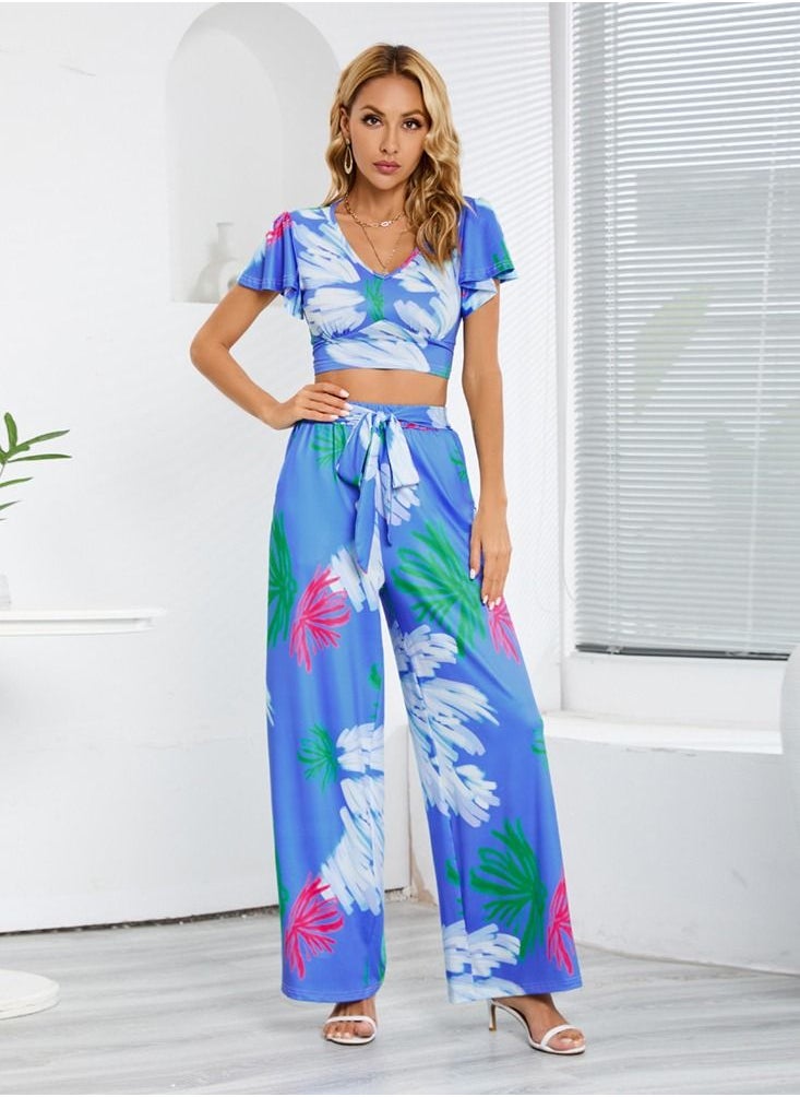 Loquat Summer's New Wide Leg Slimming Casual Temperament Pants Two-piece Suit  - Image 1