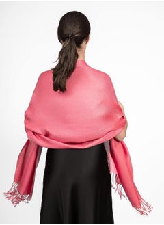 Achillea Achillea Large Soft Silky Pashmina Shawl Wrap Scarf in Solid Colors (Coral Pink)  - Image 3