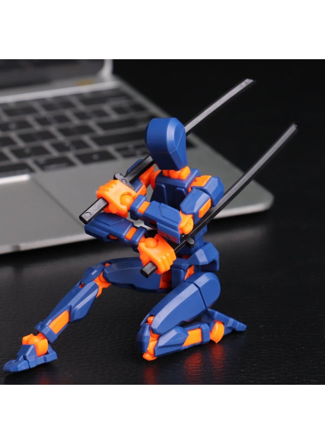 3rd Lucky DIY Doll 3D Printed Toy 13 Joints Movable Full Body Activity Stress Relief Toy Plastic Material From Guangdong-Color:Bags-Orange Black Joint Man  - Image 3