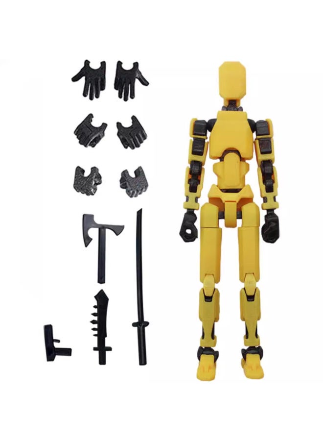 3rd Lucky DIY Doll 3D Printed Toy 13 Joints Movable Full Body Activity Stress Relief Toy Plastic Material From Guangdong-Color:Bags-Orange Black Joint Man  - Image 5