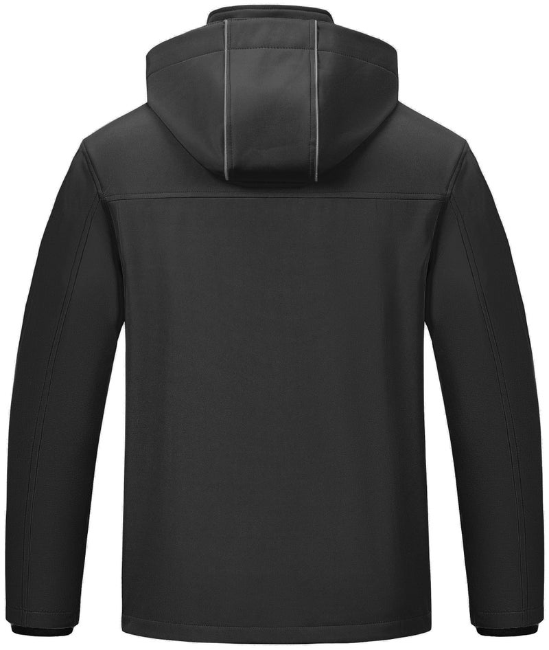 Pursky Fleece Lined Jacket Breathable Motorcycle Running Light Weight Jackets Men's Athletic Soft Shell Waterproof Hiking Windbreaker Hooded Dark Grey L - Image 2