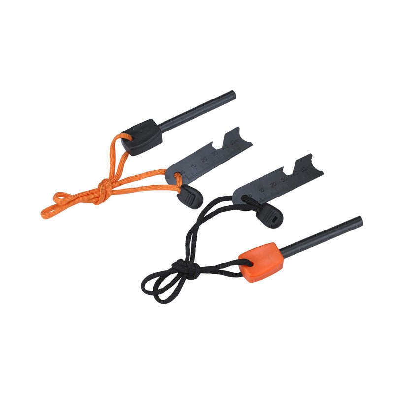 FOSTAR FOSTAR Ferrocerium Alloy Rod Fire Starter, 5/16 Inch Thick Waterproof Fire Steel, Bushcraft Ferro Rod with Easy Grip Handle, Multi-Tool Striker and Paracord Lanyard (2PCS, Black and Orange)  - Image 3