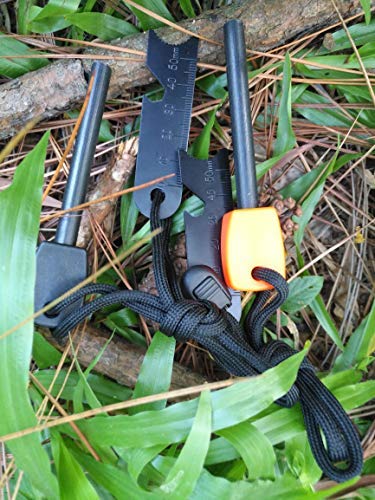 FOSTAR FOSTAR Ferrocerium Alloy Rod Fire Starter, 5/16 Inch Thick Waterproof Fire Steel, Bushcraft Ferro Rod with Easy Grip Handle, Multi-Tool Striker and Paracord Lanyard (2PCS, Black and Orange)  - Image 4