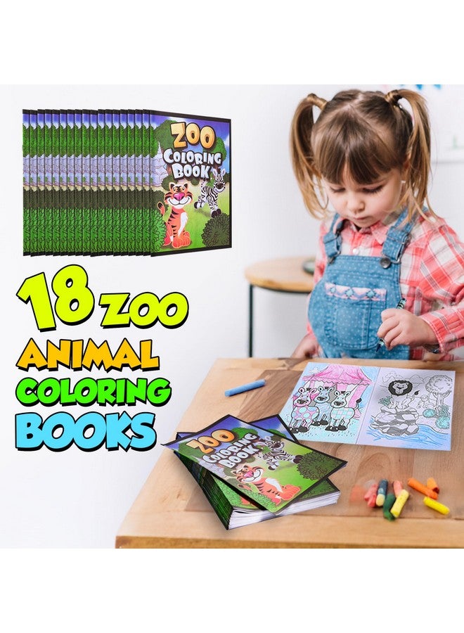Bedwina 18 قطعة كتب تلوين حيوانات حديقة الحيوان للأطفال - 9"x11" هدايا حفلات الحيوانات مع حيوانات السفاري والنشاطات لحقائب الهدايا والفصول الدراسية ولوازم أعياد الميلاد ذات الطابع الخاص (عبوة من 18)  - Image 3