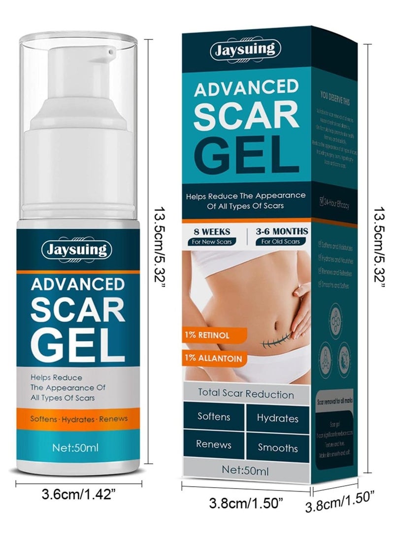 Jaysuing Advanced Scar Removal Gel - Effective Stretch Mark, Acnes Spots, Burns and Surgical Scars Treatment Cream - Retinol, Allantoin,Vitamin E - Post Surgery Skin Repair Supplies 50ml - Image 2