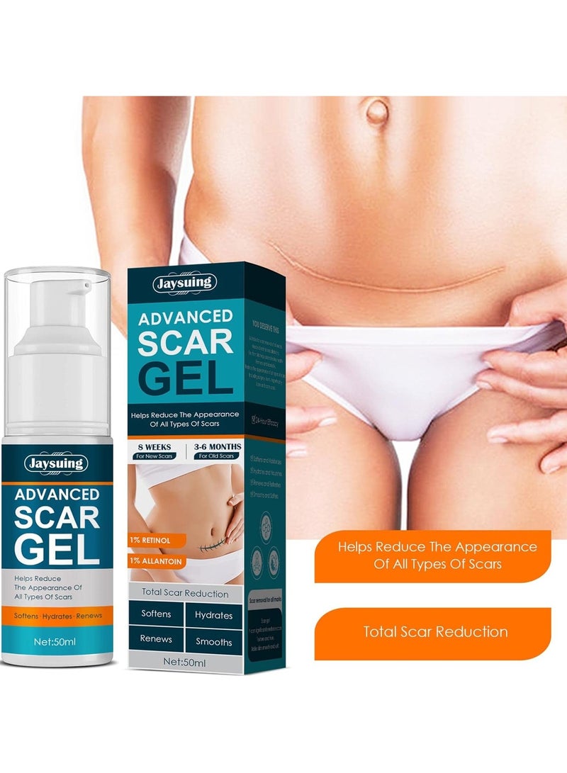 Jaysuing Advanced Scar Removal Gel - Effective Stretch Mark, Acnes Spots, Burns and Surgical Scars Treatment Cream - Retinol, Allantoin,Vitamin E - Post Surgery Skin Repair Supplies 50ml - Image 3