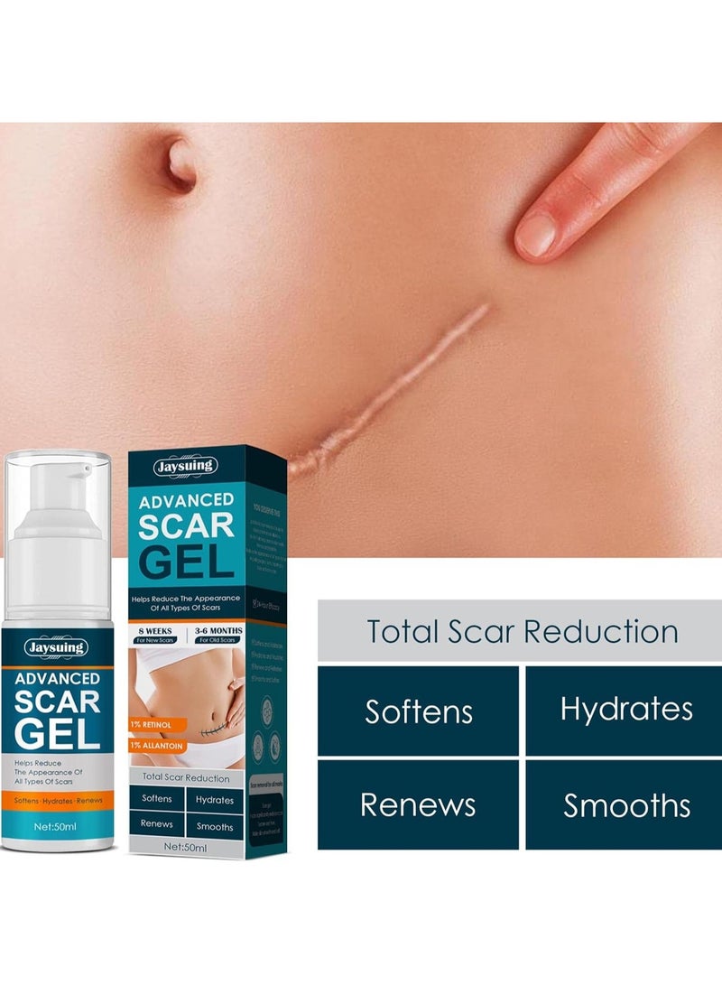 Jaysuing Advanced Scar Removal Gel - Effective Stretch Mark, Acnes Spots, Burns and Surgical Scars Treatment Cream - Retinol, Allantoin,Vitamin E - Post Surgery Skin Repair Supplies 50ml - Image 4