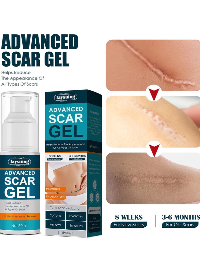 Jaysuing Advanced Scar Removal Gel - Effective Stretch Mark, Acnes Spots, Burns and Surgical Scars Treatment Cream - Retinol, Allantoin,Vitamin E - Post Surgery Skin Repair Supplies 50ml - Image 5