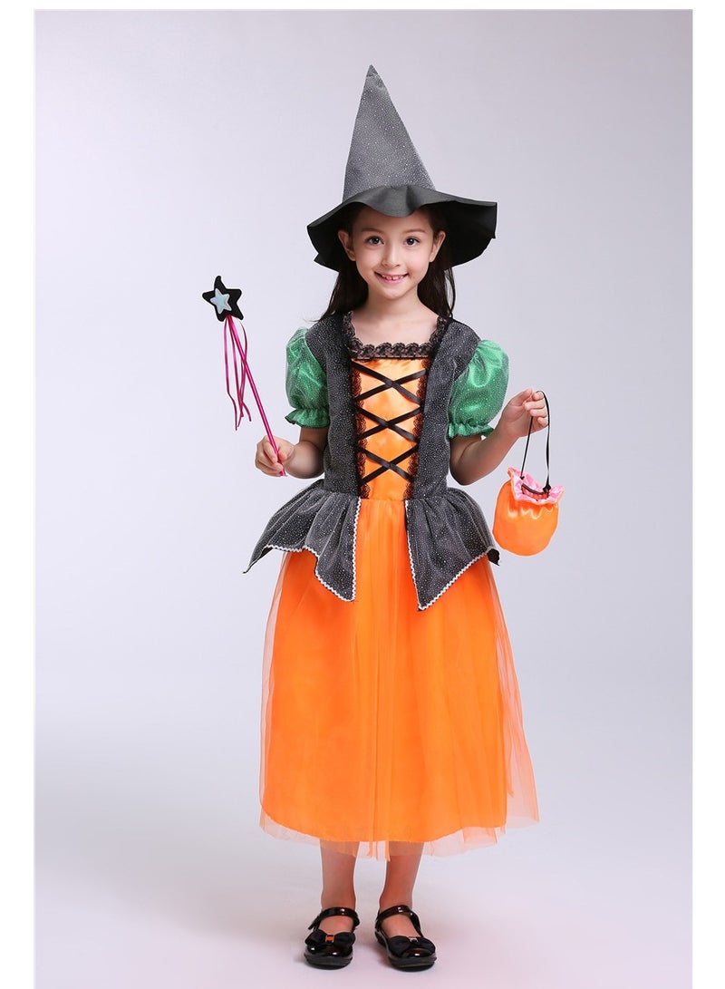 Halloween Girls Costume – Witch, Princess & Vampire Cosplay Dress for Kids, Party Outfit, Birthday & Performance, Fun Gift, 120cm - Image 1