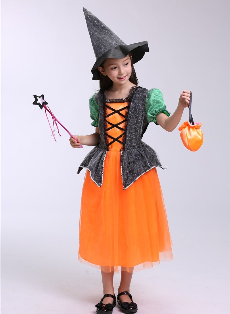 Halloween Girls Costume – Witch, Princess & Vampire Cosplay Dress for Kids, Party Outfit, Birthday & Performance, Fun Gift, 120cm - Image 2