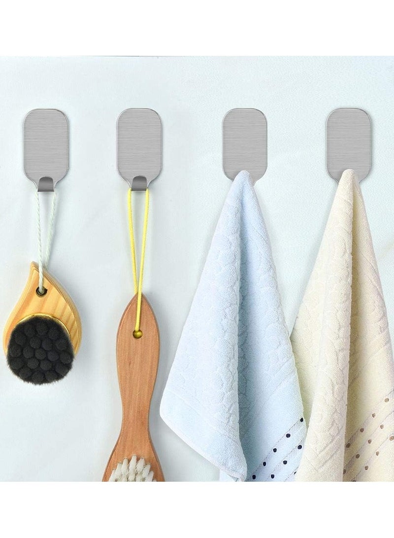 Adhesive Wall Hooks for Hanging Wall Hangers Stick on Shower Home Bathroom Kitchen Door Ideal for Robes, Umbrellas, Clothes, Bags, Coats - Stainless Steel (Utility Wall Hooks-10Packs) - Image 5
