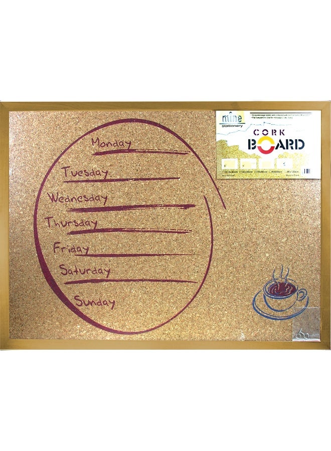 Cork Board - Printed "Days of The Week" Wooden Frame 45.00 cm ( 17.72 in )X 30.00 cm ( 11.81 in )