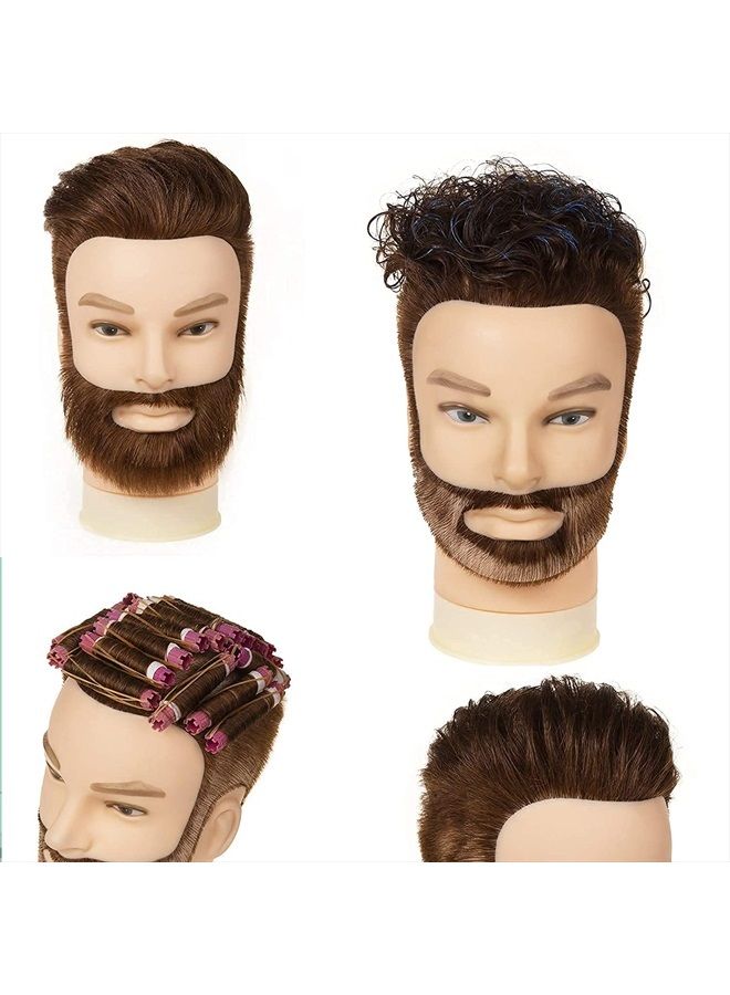 Stancia Mannequin Head, Male Mannequin Head Especially for Barber, Training Head with 14” 100% Human Hair, Manikin Head for Hair Styling and Practice (with Beard)