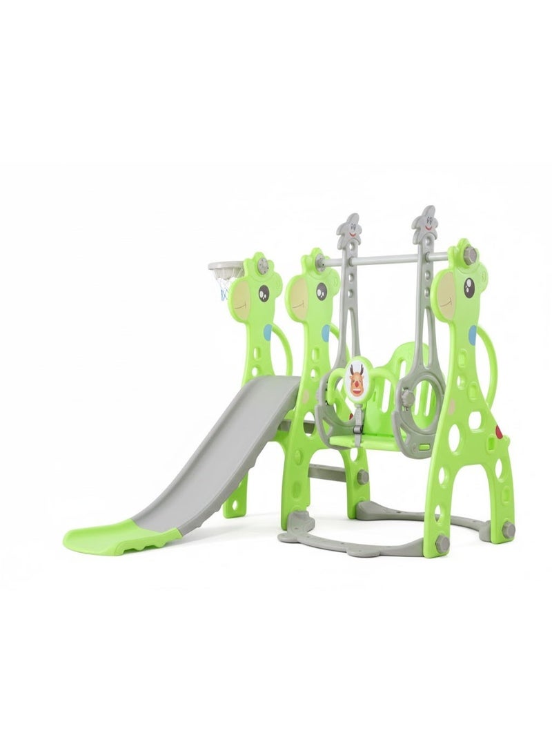 فول جوي مجموعة زحليقة وأرجوحة مع حلقة كرة سلة 3*1 للأطفال،مجموعة ملعب داخلي وخارجي للأطفال الصغار،مجموعة ألعاب متسلقة للأطفال - Image 2