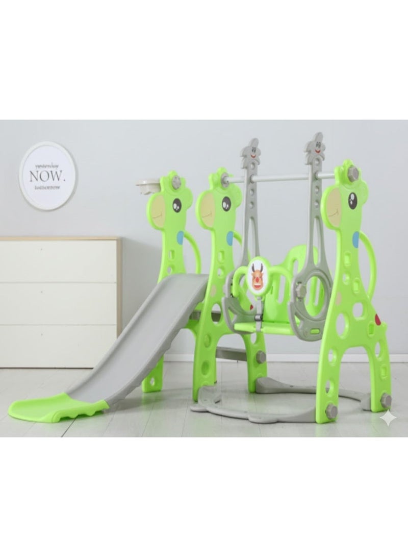 فول جوي مجموعة زحليقة وأرجوحة مع حلقة كرة سلة 3*1 للأطفال،مجموعة ملعب داخلي وخارجي للأطفال الصغار،مجموعة ألعاب متسلقة للأطفال - Image 1