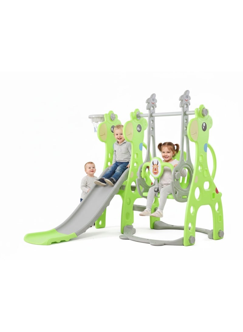 فول جوي مجموعة زحليقة وأرجوحة مع حلقة كرة سلة 3*1 للأطفال،مجموعة ملعب داخلي وخارجي للأطفال الصغار،مجموعة ألعاب متسلقة للأطفال - Image 3