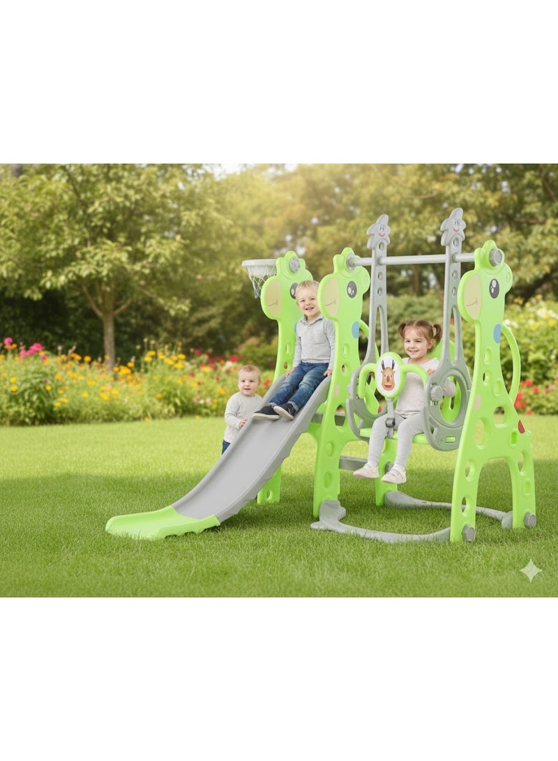 فول جوي مجموعة زحليقة وأرجوحة مع حلقة كرة سلة 3*1 للأطفال،مجموعة ملعب داخلي وخارجي للأطفال الصغار،مجموعة ألعاب متسلقة للأطفال - Image 4