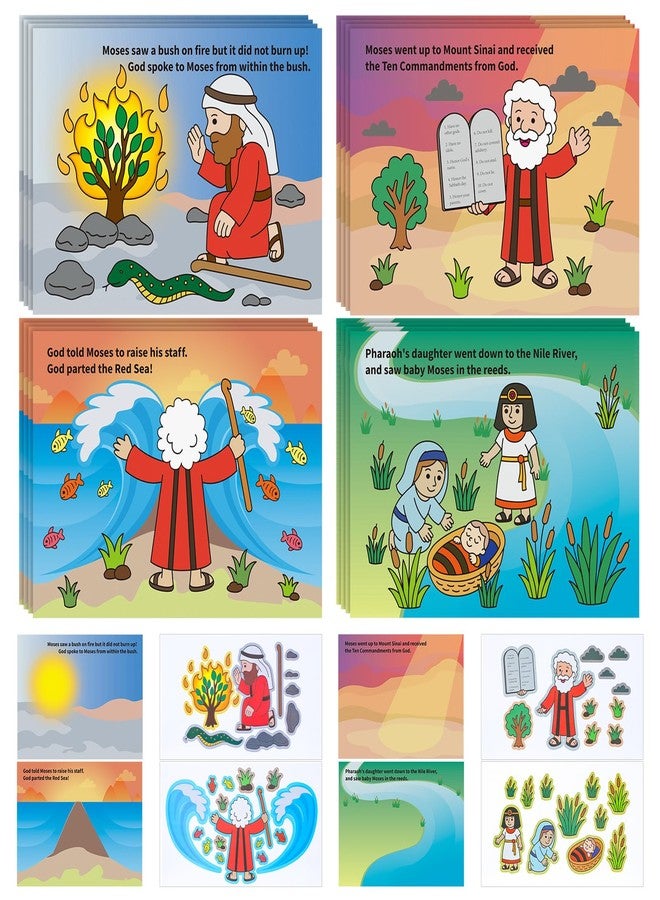 Marspark 48 Pcs Stories of Moses Mini Mas Stationery Stickers Make a Scene Bible Stickers DIY Bible School Crafts for Sunday School Kindergarten Preschool Storytelling Interactive Teaching Activities - Image 1
