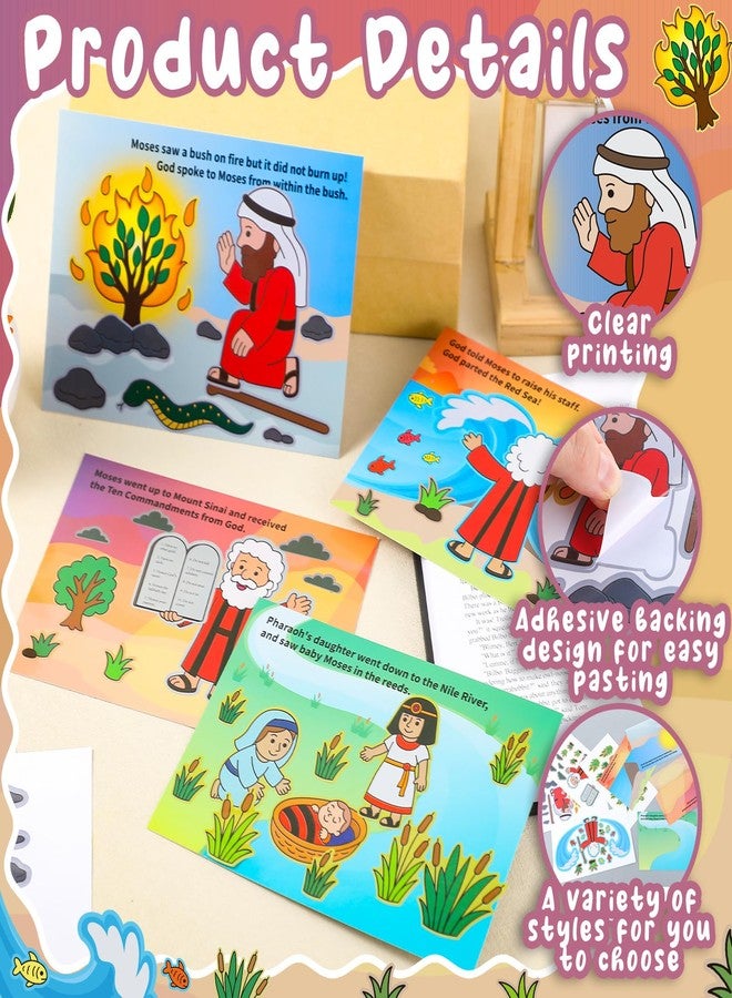 Marspark 48 Pcs Stories of Moses Mini Mas Stationery Stickers Make a Scene Bible Stickers DIY Bible School Crafts for Sunday School Kindergarten Preschool Storytelling Interactive Teaching Activities - Image 3