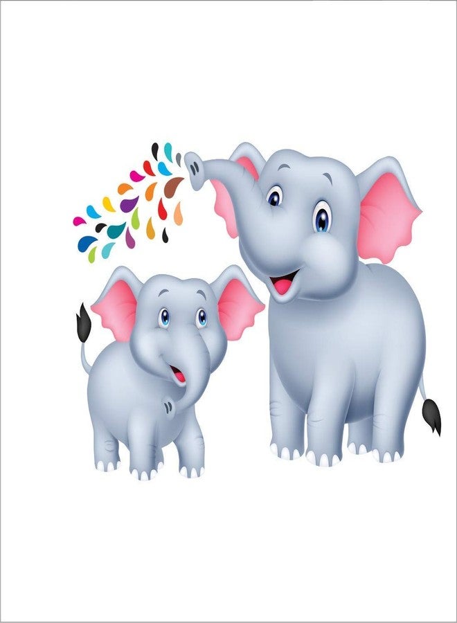 AH Decals Kids Wall Sticker Elephant 3D Wall Stickers PVC Vinyl Wall Art Decorative for Kids Room Play School- 66 CM X 50 CM or 26 X 20 Inches, Multicolour-Self-Adhesive - Image 1