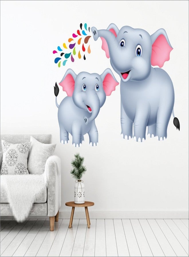 AH Decals Kids Wall Sticker Elephant 3D Wall Stickers PVC Vinyl Wall Art Decorative for Kids Room Play School- 66 CM X 50 CM or 26 X 20 Inches, Multicolour-Self-Adhesive - Image 2