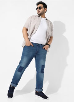 Instafab Plus Men's Classic Blue Medium-Washed Regular Fit Denim Jeans  - Image 5