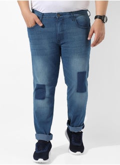 Instafab Plus Men's Classic Blue Medium-Washed Regular Fit Denim Jeans  - Image 2