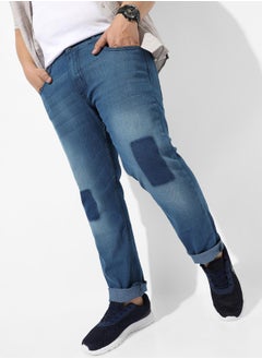 Instafab Plus Men's Classic Blue Medium-Washed Regular Fit Denim Jeans  - Image 1