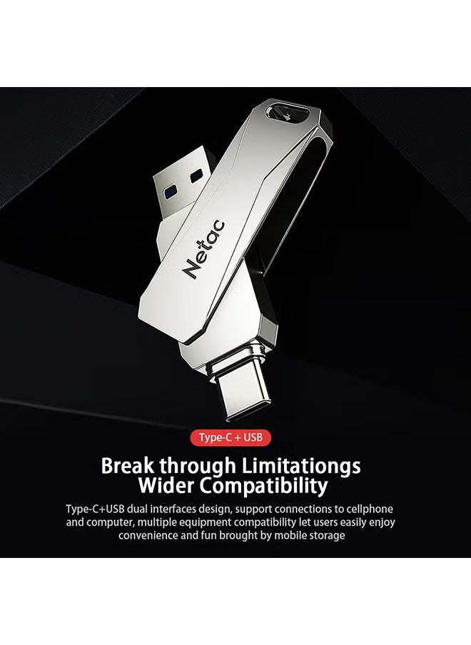 Netac Type-C USB 64GB Double Interface Flash Drive Plug, 2 in 1 USB C Dual Flash Drive U782C - Silver  - Image 3
