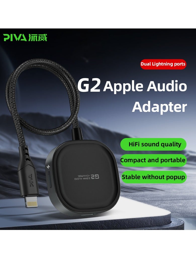 وصلة بيفا 2 في1 PIVA G2L PRO ايفون لايتينج بمنفذين للشحن والسماعة تايب سي للعمل بنفس الوقت