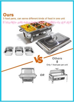 Berma Baby Chafing Dish Buffet Set, Stainless Steel Catering Serve Chafer, NSF Restaurant Food Warmer, Rectangular Buffet Stove with 3 1/3 Size Food Pans and Foldable Frame for Party (1 Pack)  - Image 2