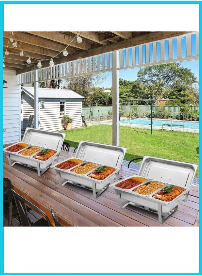 Berma Baby - Chafing Dish Buffet Set, Stainless Steel Catering Serve Chafer, NSF Restaurant Food Warmer, Rectangular Buffet Stove with 3 1/3 Size Food Pans and Foldable Frame for Party (1 Pack) - Image 1