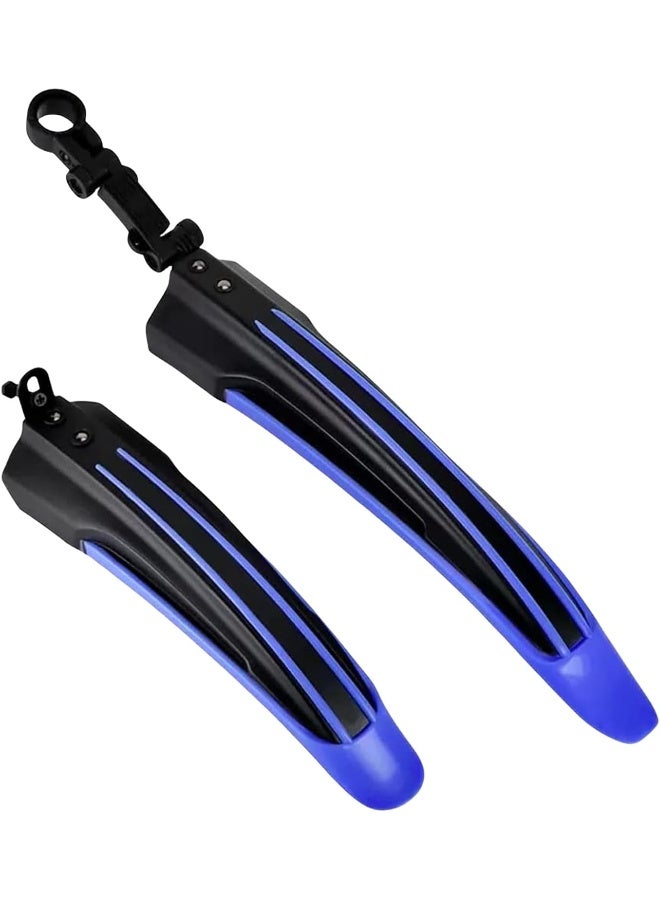 BlueSunshine BlueSunshine Adjustable Road Mountain Bike Bicycle Cycling Tire Front/Rear Mud Guards Mudguard Fenders Set (Blue + Black) 
