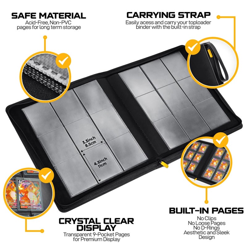 HOMEXPRO X PRO Top Load Card Binder - Compatible with Top-loading Card Cases - Fits 252 | 20 Premium Loaders Included | 9-Pocket Ringless Double-Sided Pages | Storage for TCG & Sports Cards - Image 4