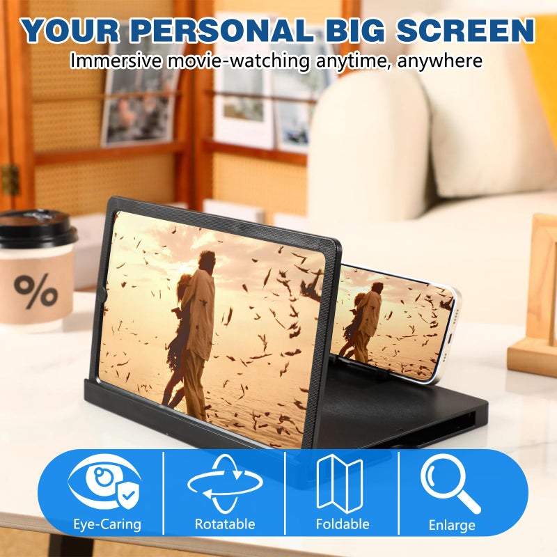 BSpecter Screen Magnifier for Cell Phone, 2026 New 3D HD Magnifing Screen Enlarger Projector for Movies Videos and Gaming, Foldable Phone Stand Holder with Screen Magnifier Compatible with All Phones (10 in) - Image 2
