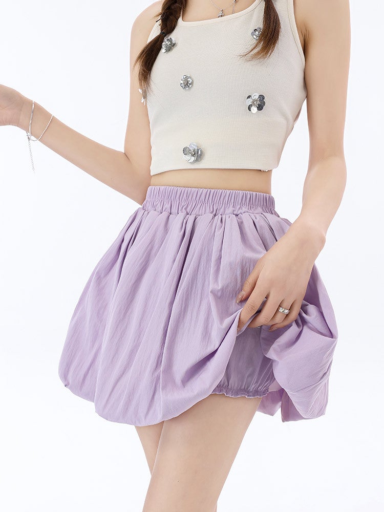 White Fluffy Flower Bud Skirt for Women, 2026 Summer New Design, High-Waisted Slimming A-Line Ballet Skirt - Image 1