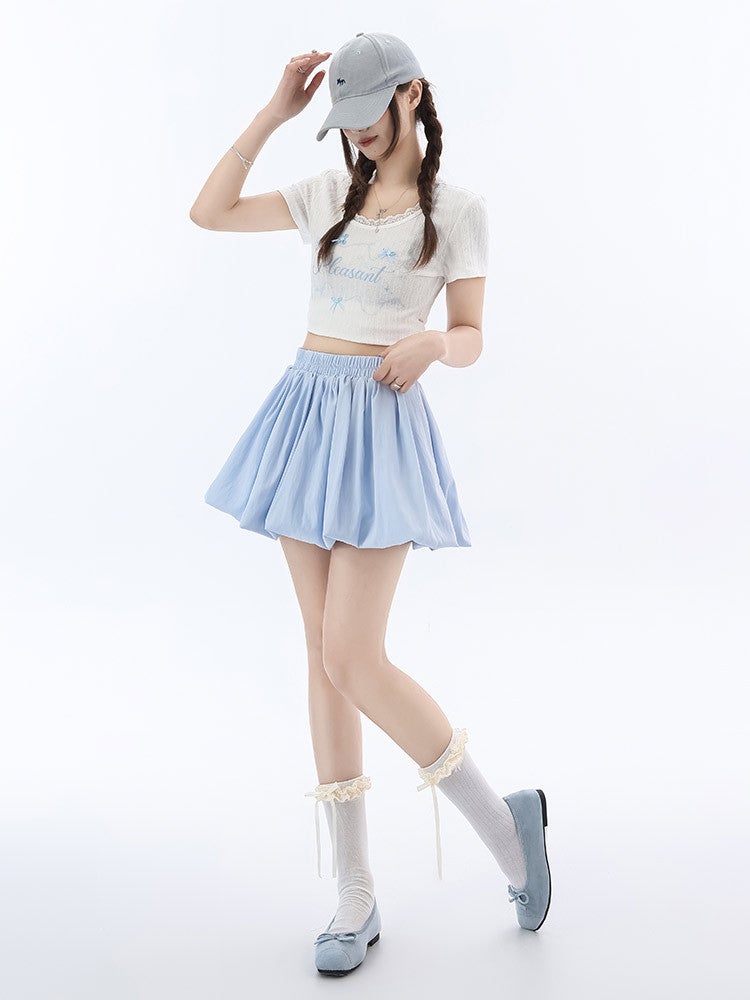 White Fluffy Flower Bud Skirt for Women, 2026 Summer New Design, High-Waisted Slimming A-Line Ballet Skirt - Image 5