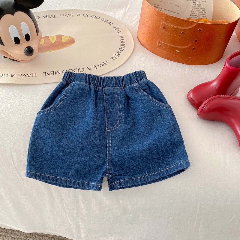 Ins Summer Children'S Denim Shorts New Korean Solid Color Shorts Boys And Girls Western Style Pocket Pants Trendy Children'S Pants - Image 1